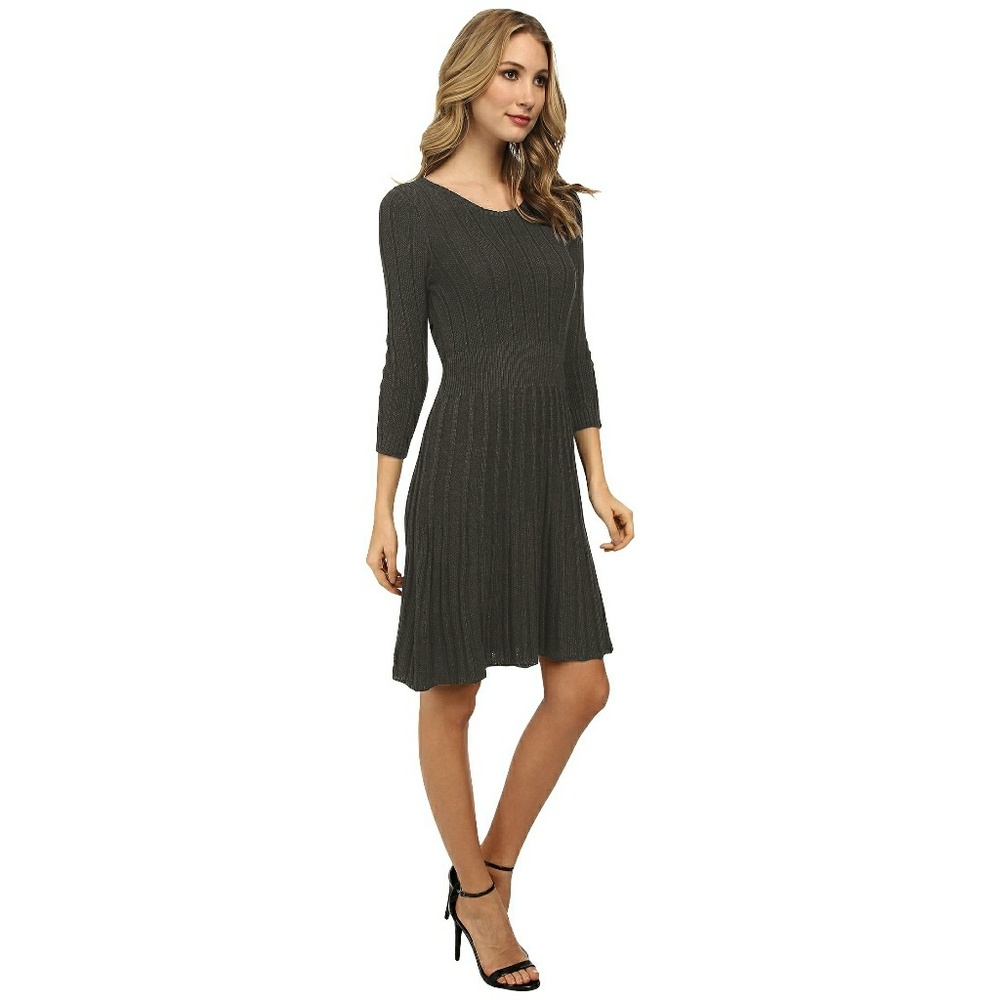 New! CALVIN KLEIN Ribbed Fit-n-Flare Sweater Dress - Picture 5 of 7